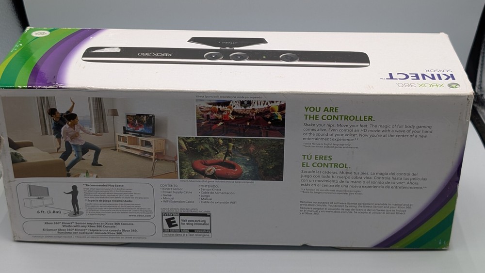 Microsoft XBOX 360 Kinect Sensor Bar with Original Box & Game