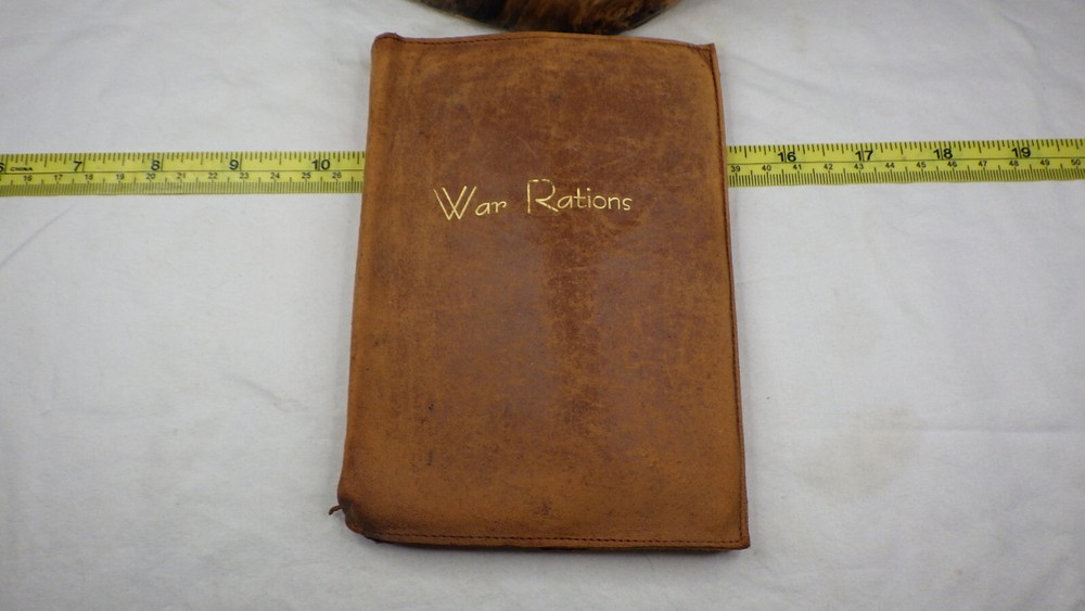 Vintage WWII War Rations Leather Book Four w/ Stamps Emergency First Aid 1994