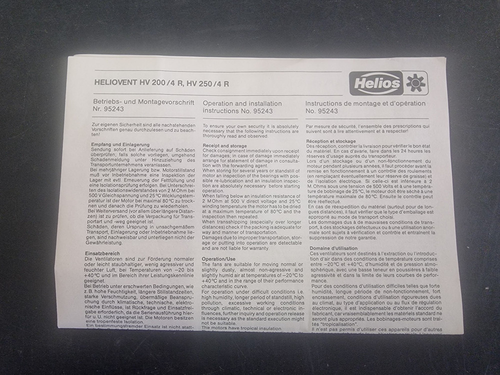 Helios HV 200/4 R - ventilation grille!