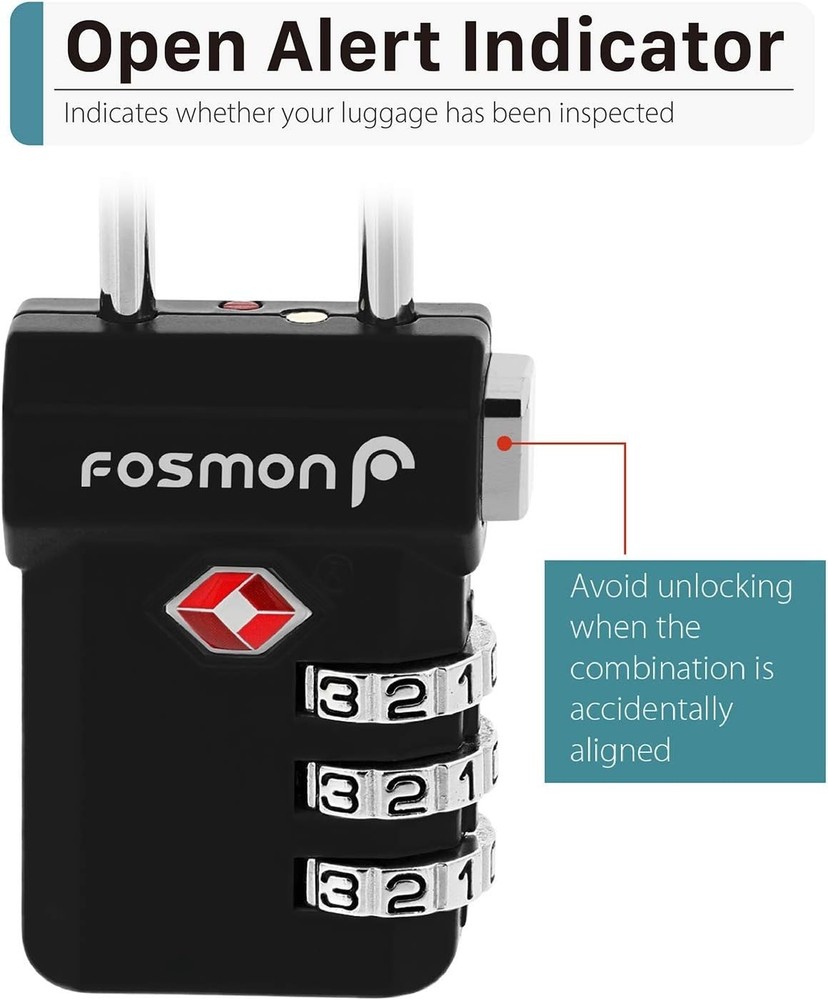 Multi-Purpose TSA Approved Lock - 3 Digit Resettable Combination Padlock