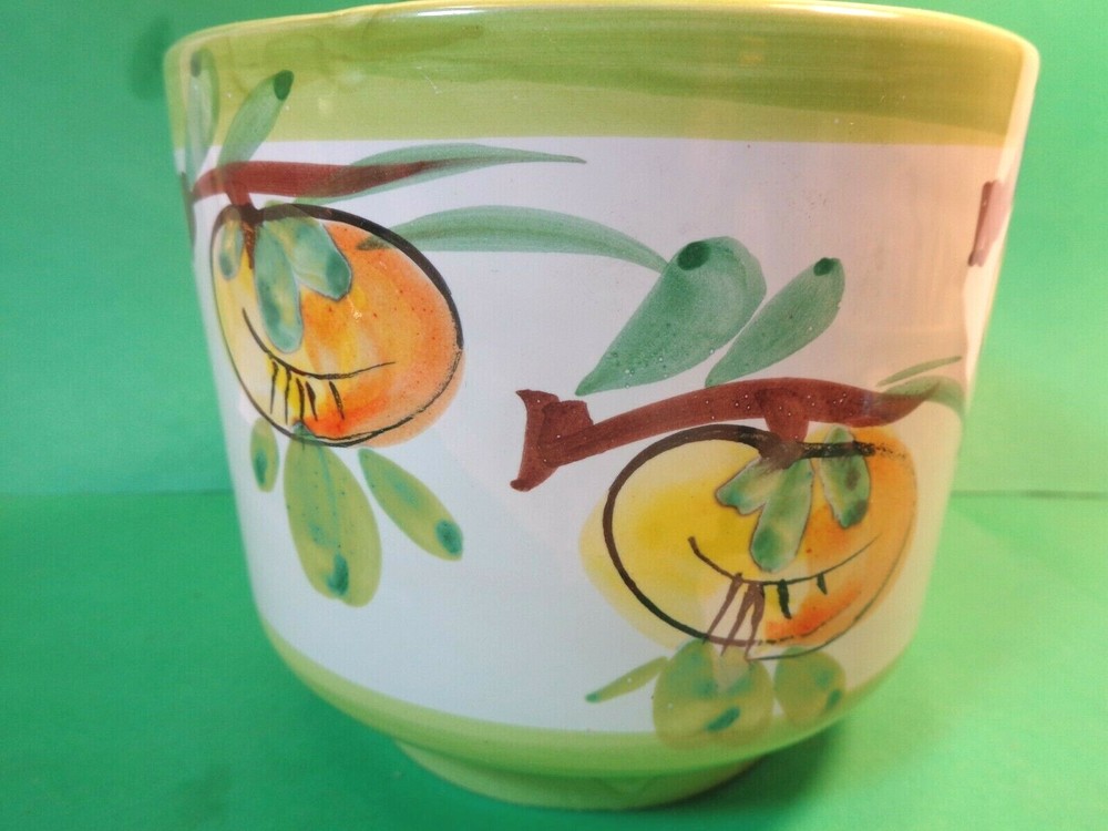 Fruit Pattern 5" Pottery Vase, Italy (Used/EUC)