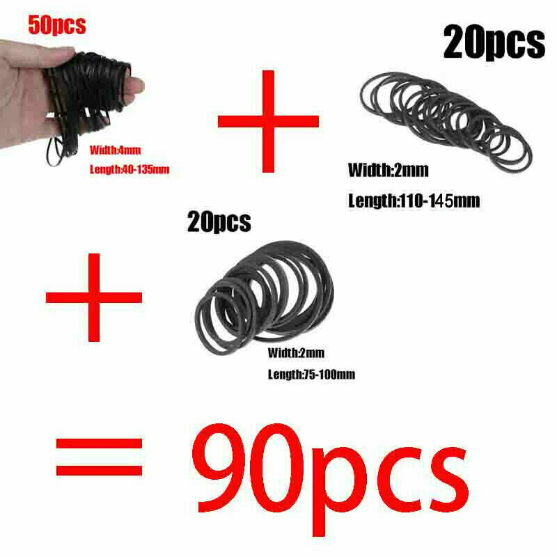 90Pc Mix Cassette Rubber Drive Square Flat Belt For Tape Machine Common #JP
