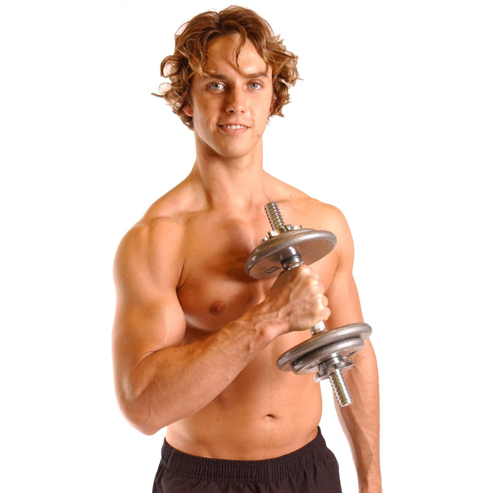 Standard 14" Dumbbell Handle Weight Bar with Collars-, Single, Silve