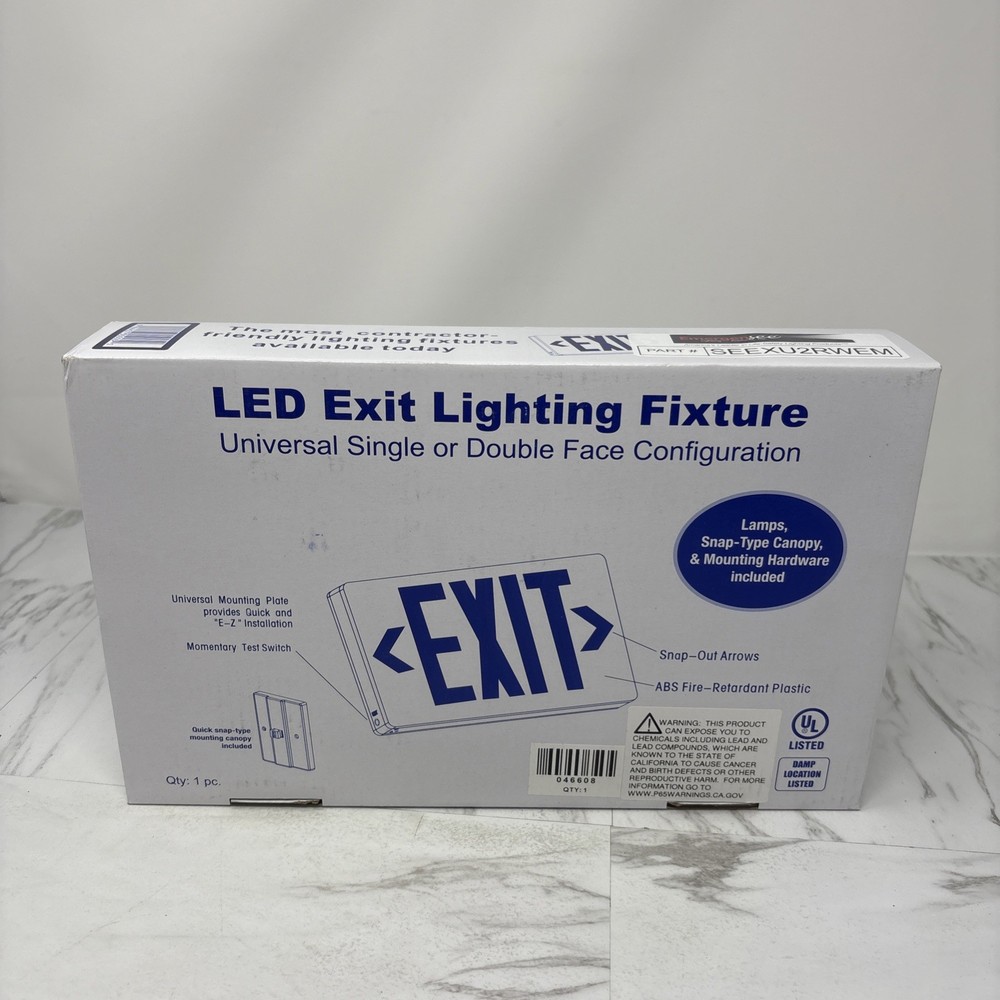 Emergensee Lighting SEEXU2RWEM Compact LED Exit Sign Universal LED
