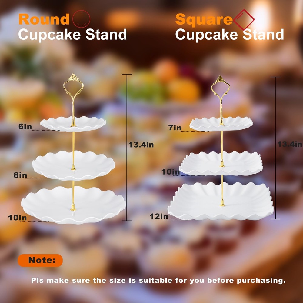 Wgbon 5 Pack Dessert Table Display Set, 2 Sets 3 Tier Cupcake Stand, 3 Pcs Fo...
