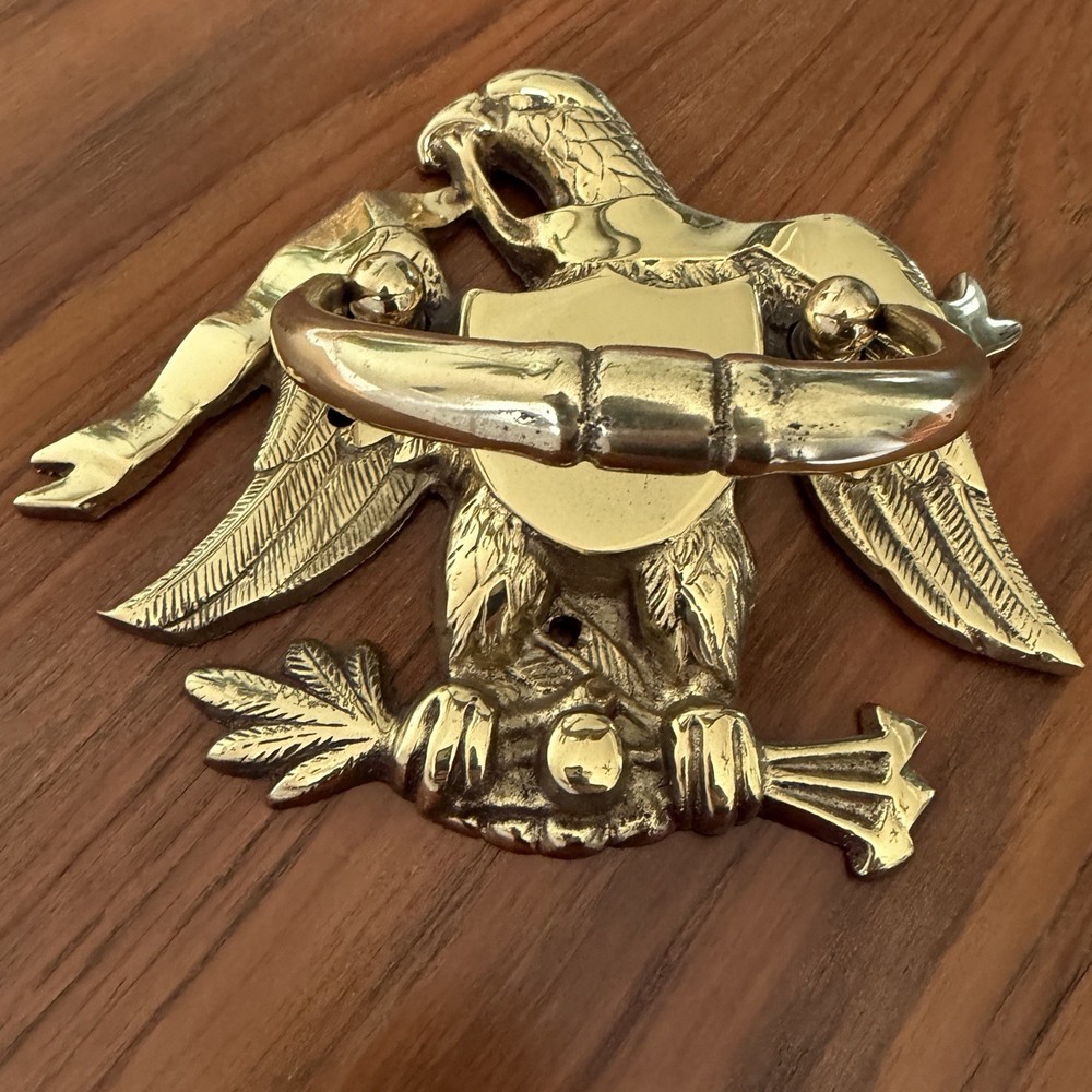 Vintage Solid Brass AMERICAN EAGLE Door Knocker 2 lbs 6"x7" Engravable