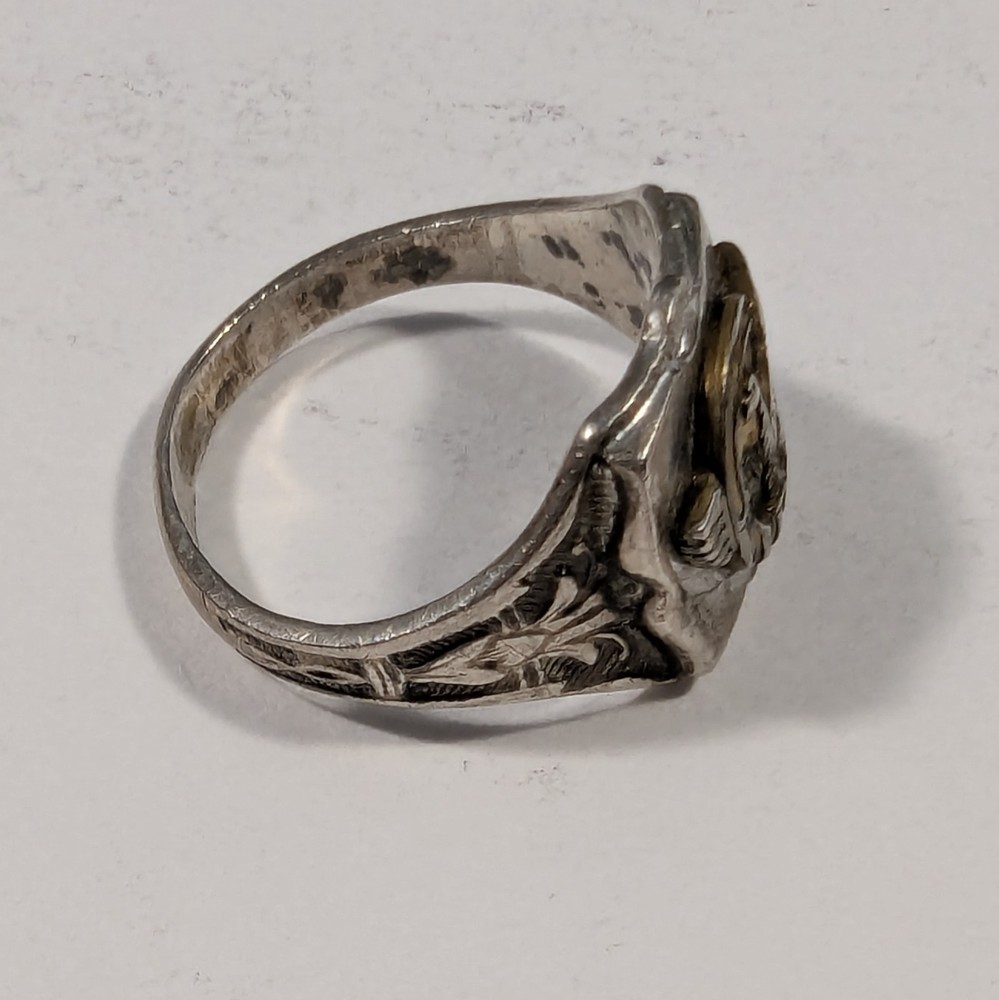 Original WWII US Military STERLING Ruptured Duck Discharge Ring Diameter 22 mm