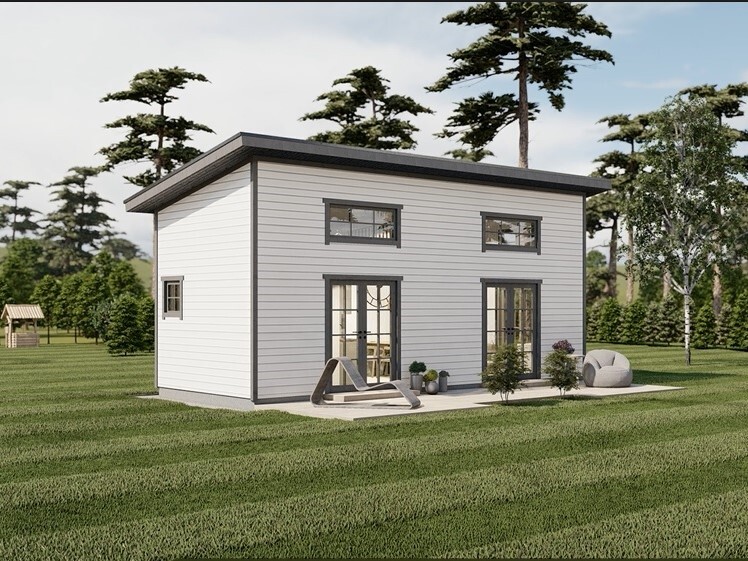 12'x28' Tiny House Plan, Two Story Modern Cottage Construction Blueprints