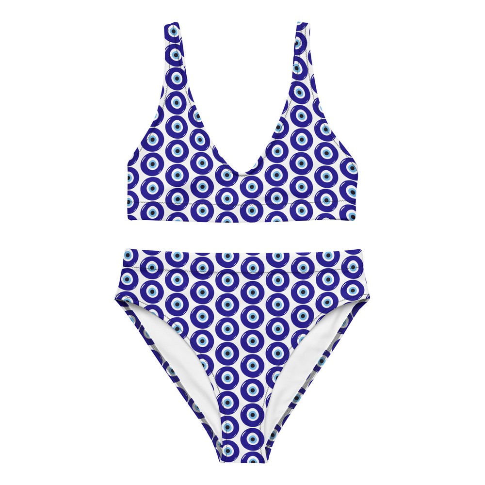 evil eye print | recycled high-waisted bikini