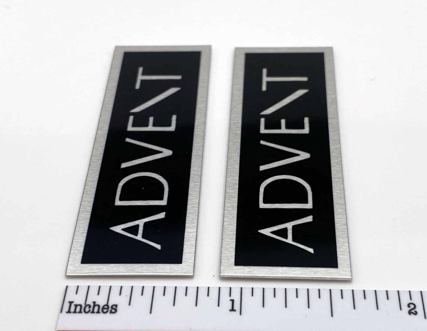 Advent Speaker Badge Logo Emblem Pair Custom Made Aluminum