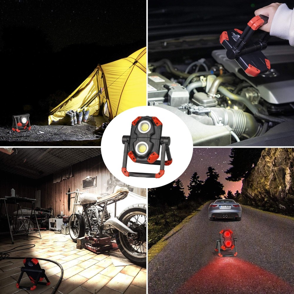 2 Pack LED Work Light Rechargeable, 2 COB 2500LM Folding Portable Flood Light...