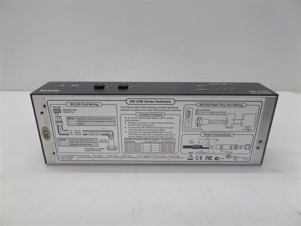 Extron SW 2 USB RS-232 USB Switcher - No Power Supply
