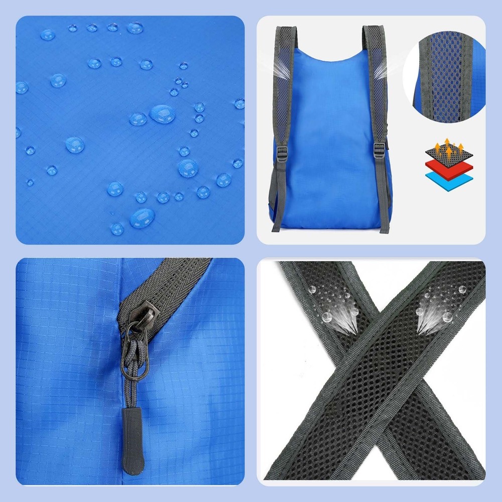 13L Small Hiking Backpack Packable Foldable Daypack Storage Bag Sports Black