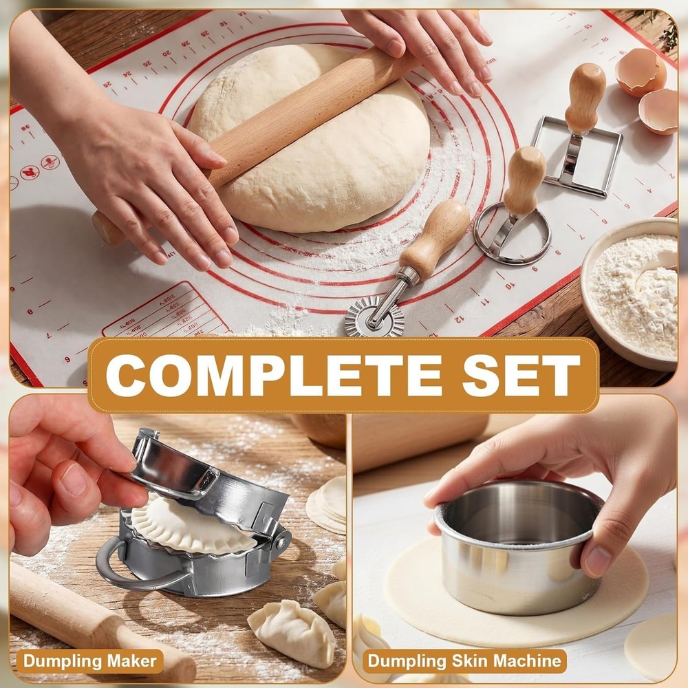 8 Pcs Ravioli Mold Set Pasta Maker Tools Pastry Mat Rolling Pin