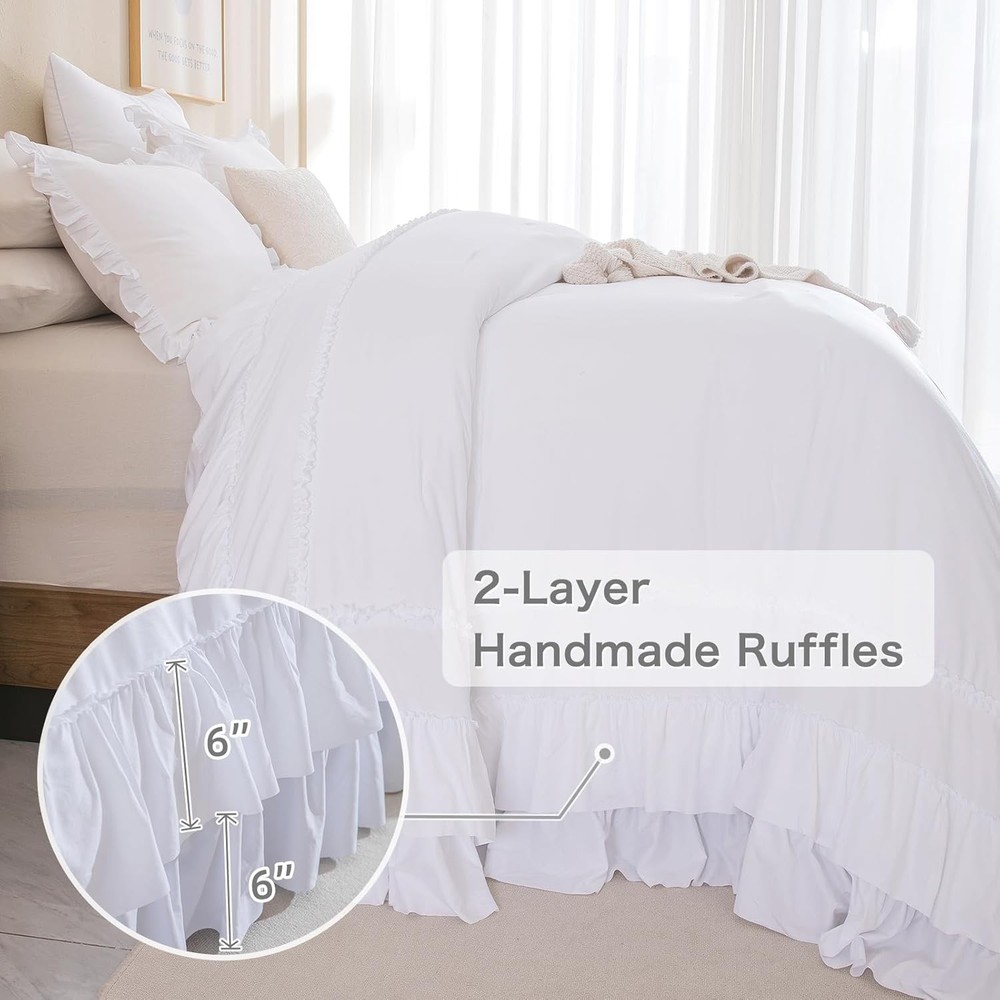 Masaca White Oversized King Comforter Set 120X120,