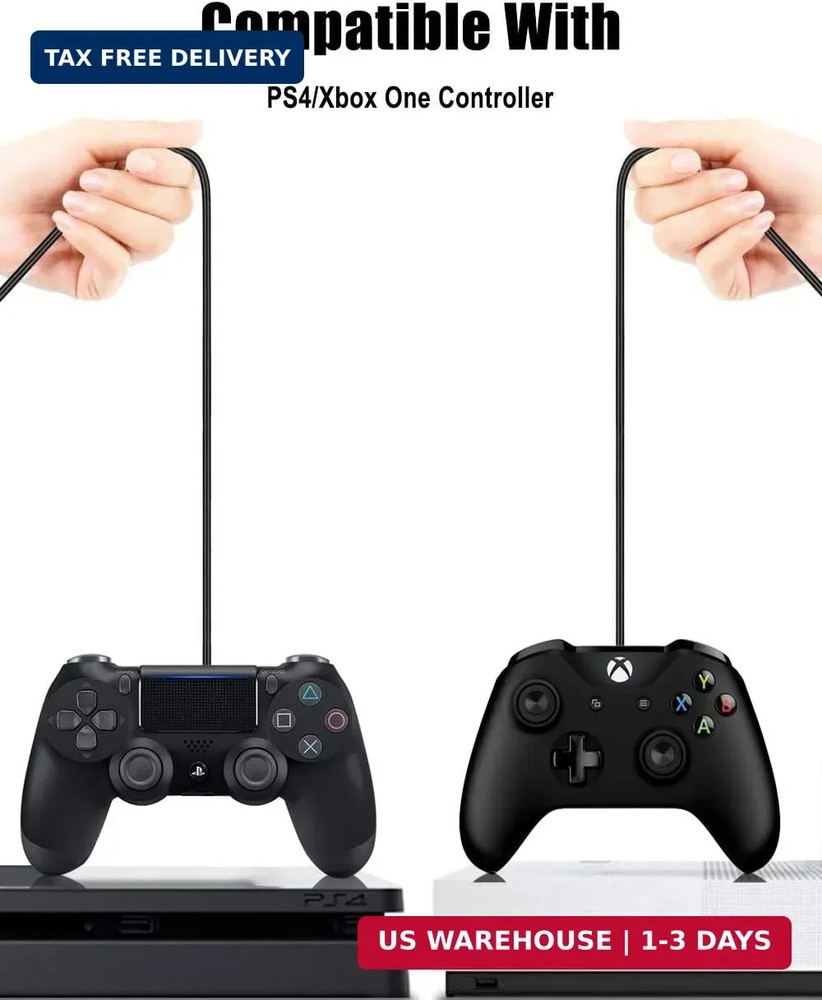 2 Pack 10FT PS4 Controller Charger Charging Cable with Magnetic Ring Compatible