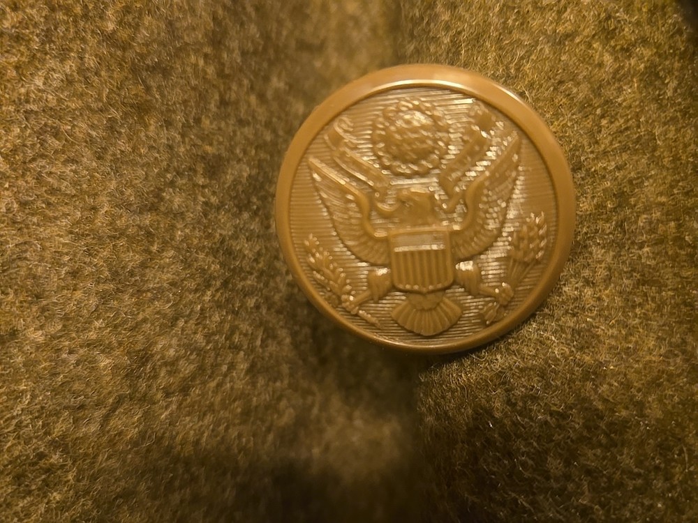 WWII dated 1943 Size 34/S Brown buttons wool overcoat.