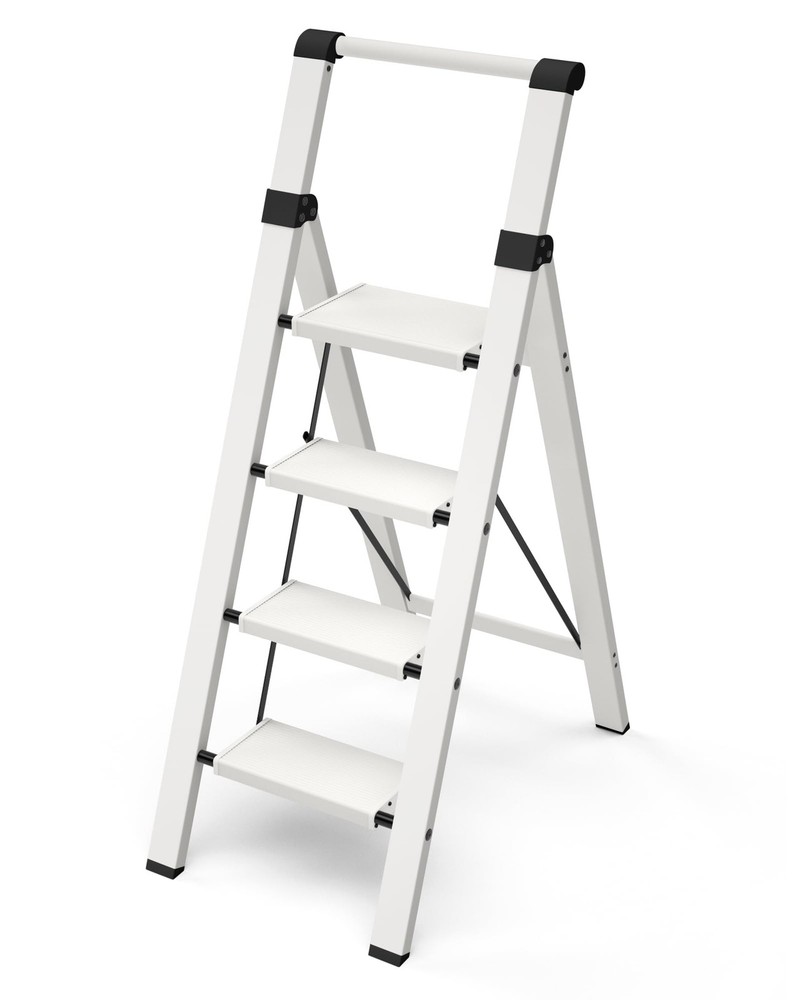 4 Step Ladder, Lightweight Aluminum Step Stool with Convenient Handgrip, Fold...