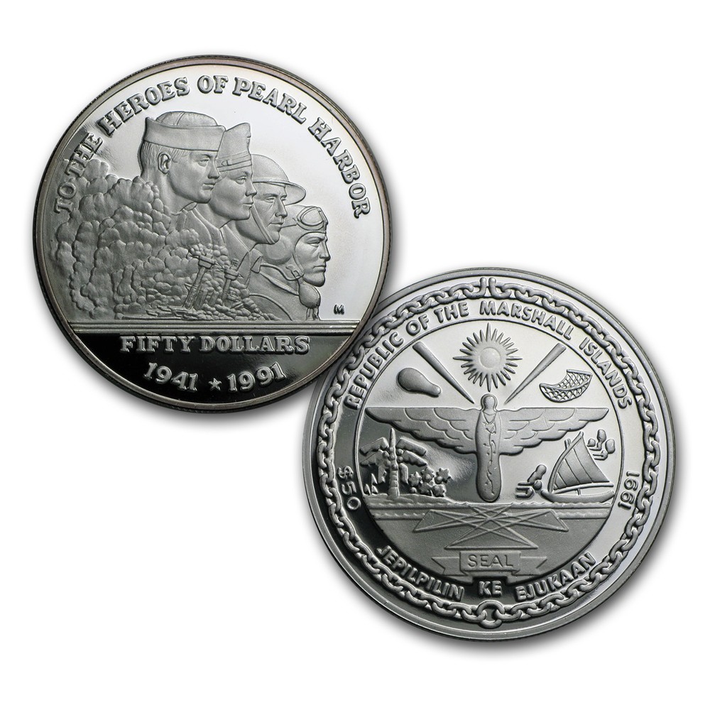 Marshall Islands $50 Silver Proof (Random Dates)