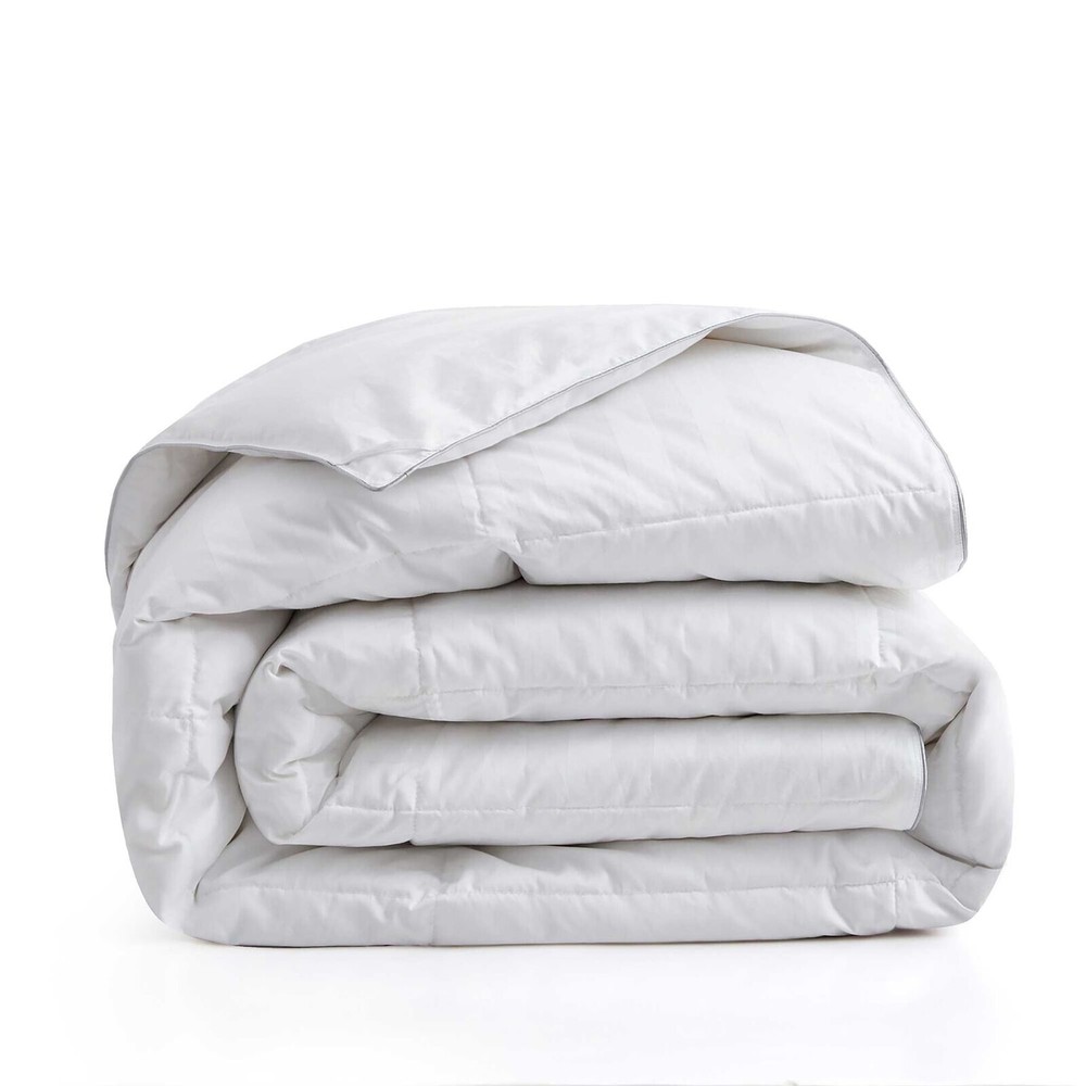 Deluxe Luxury Comforter Down Alternative 100% Cotton White Stripes