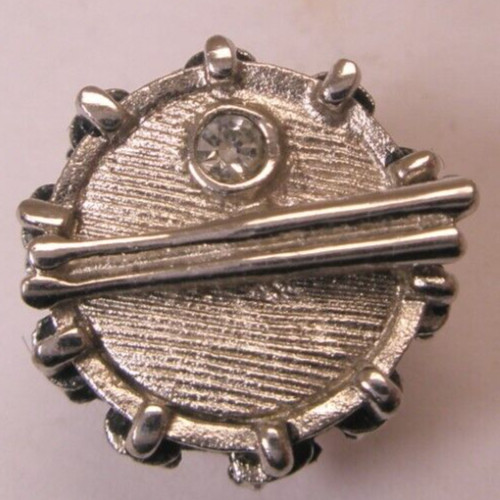 Rhinestone Drum Vintage SWANK Tie Tack Lapel Pin music band drums drummer h63