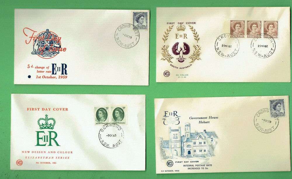 #SS.   FOUR (4)  1960s  WCS  ENVELOPE COVERS - QUEEN ELIZABETH II
