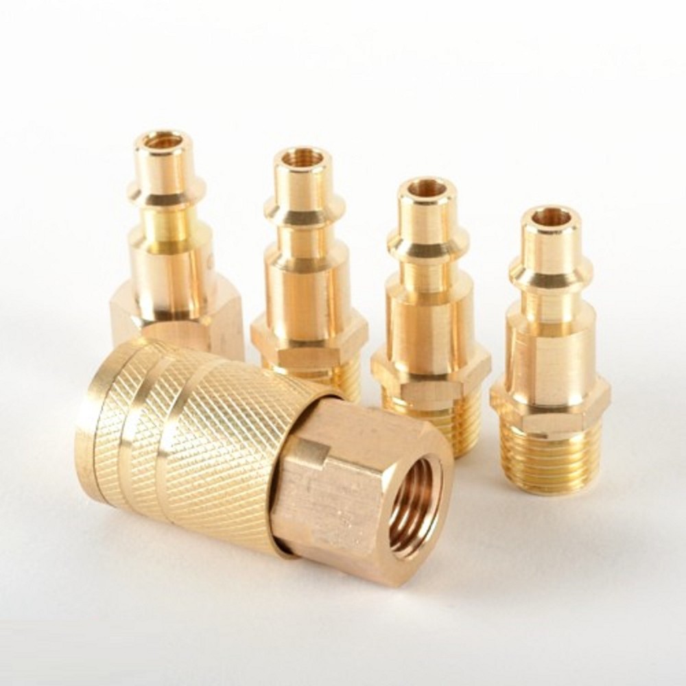 5pc Solid Brass Quick Coupler Set Air Hose Connector Fittings 1/4 NPT Tools