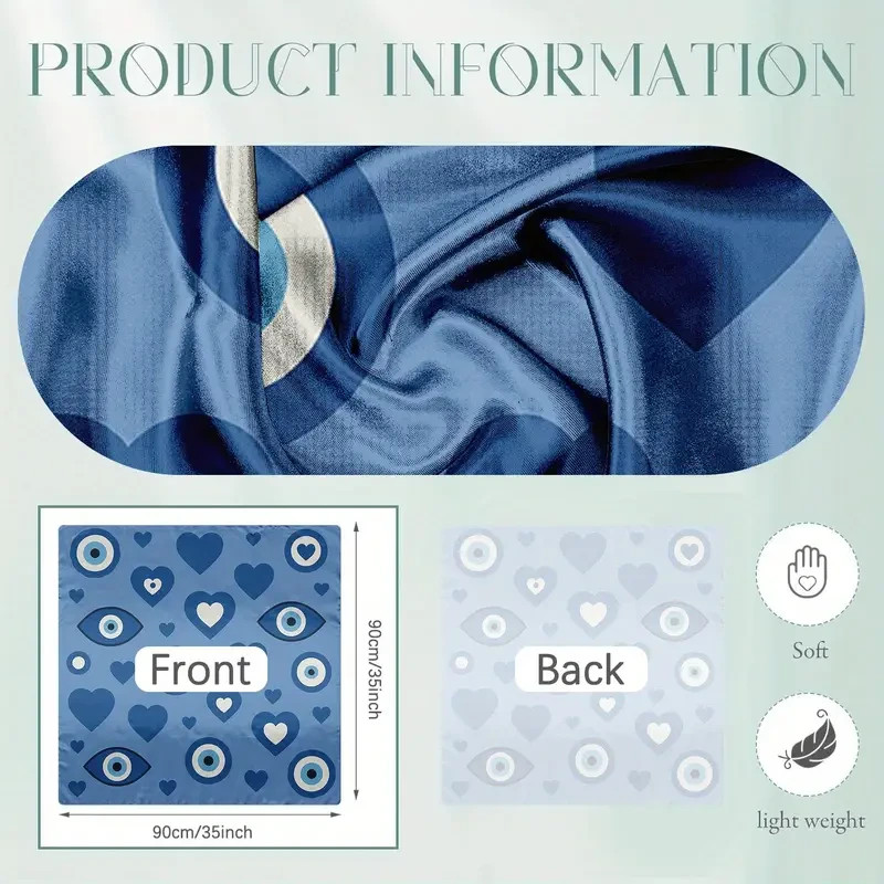 Evil Eye Pattern Large 35" Square Scarf