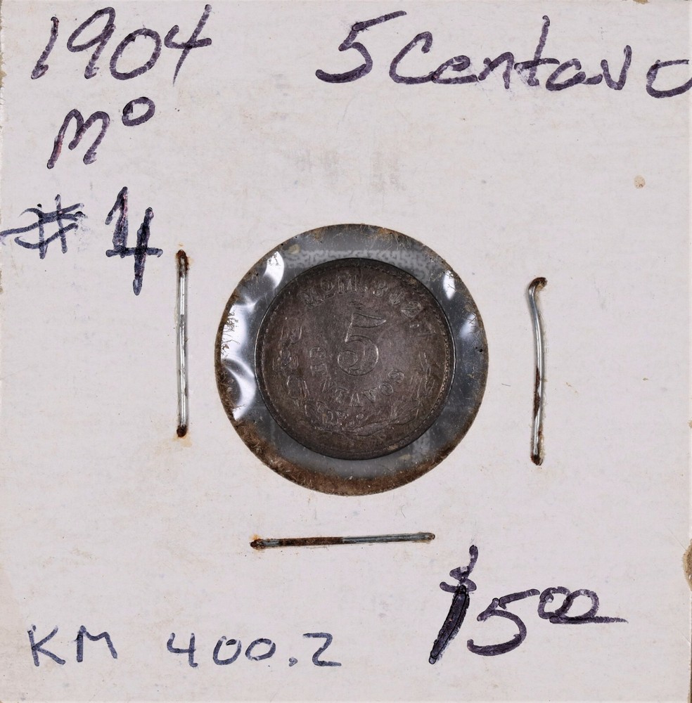 1904 Mo M Mexico 5 Centavos Silver Coin #4