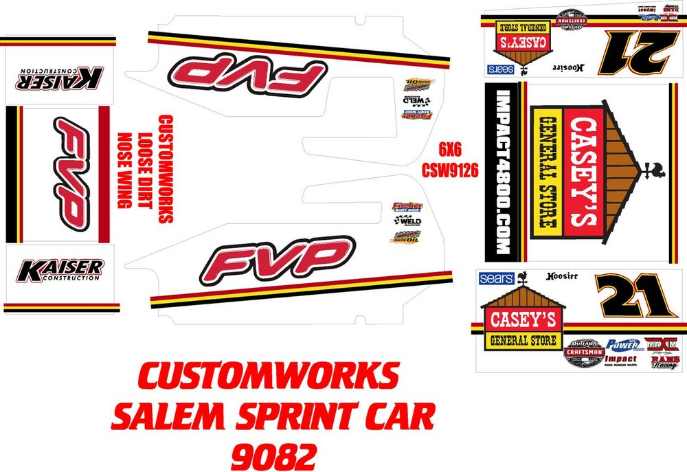 CUSTOMWORKS SALEM SPRINT CAR 9082 BRIAN BROWN CASEYS THEME WRAP KIT