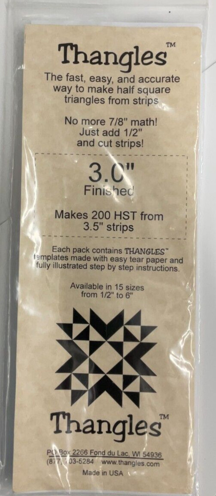 THANGLES TEMPLATES 3.0" FINISHED