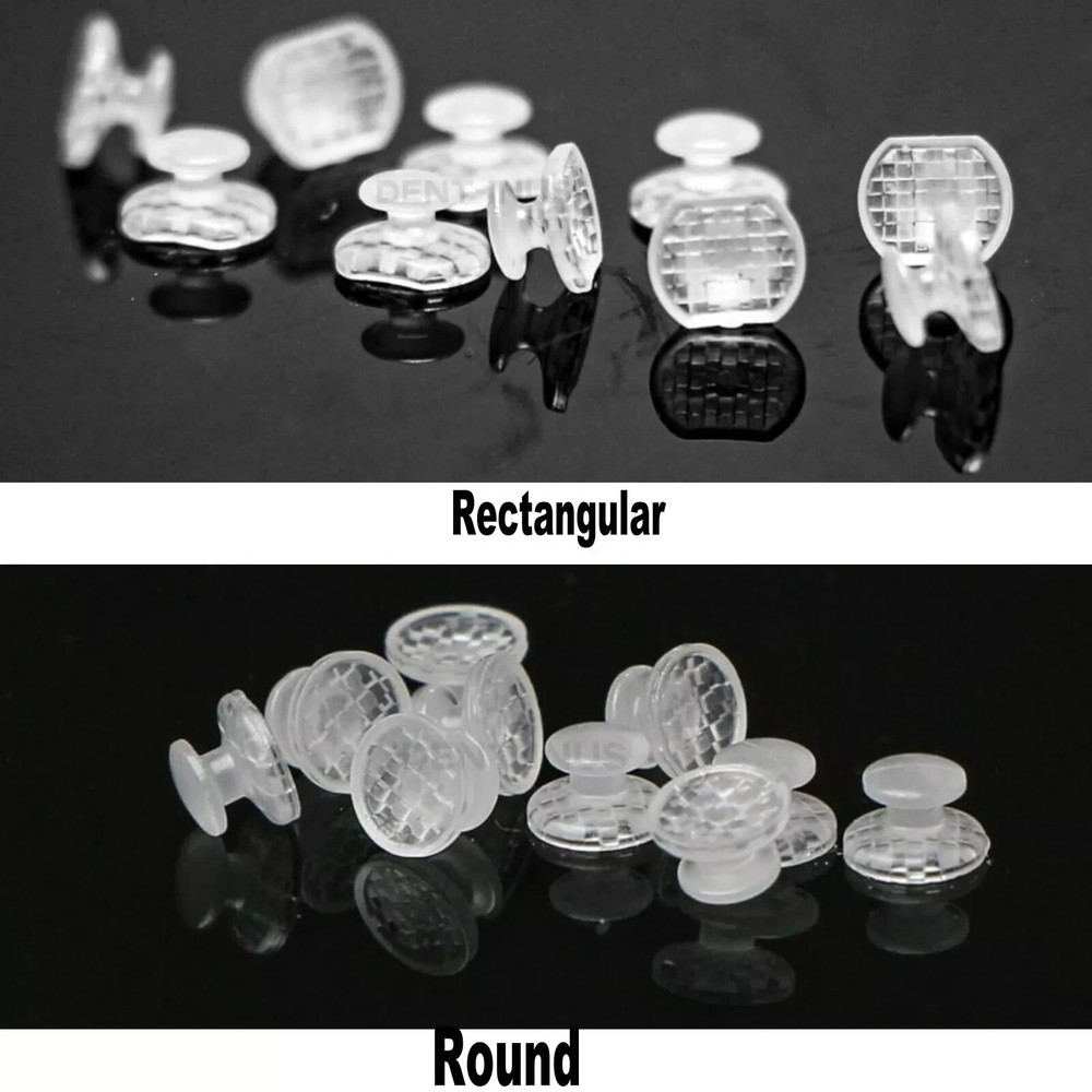 Dental Orthodontic Bondable Clear Ceramic Lingual Button Round/Rectangular Base