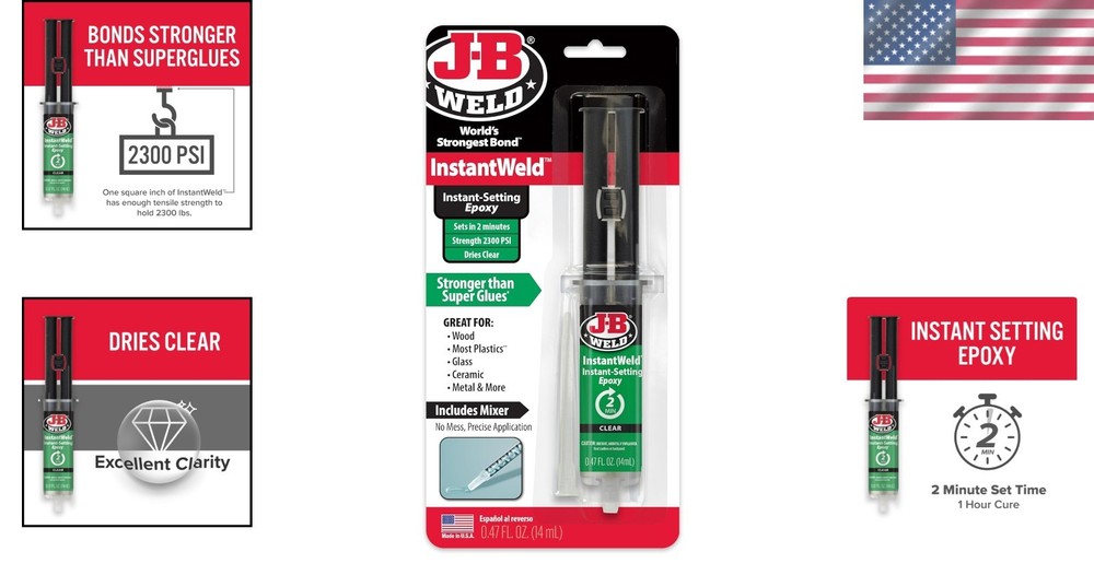 Clear 14ml InstantWeld Epoxy - Fast Setting, Water Resistant, Ideal for Repairs