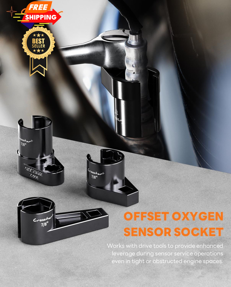 Crosstar 12Pcs Professional O2 Sensor Socket & Thread Chaser Set | Black