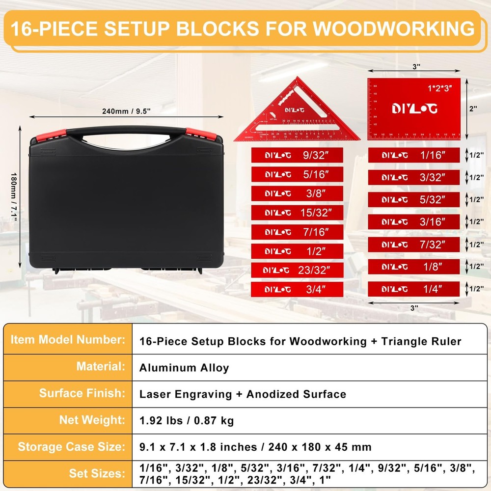 Setup Blocks Woodworking, Setup Blocks Height Gauge Set, 16 PCS Setup Blocks ...