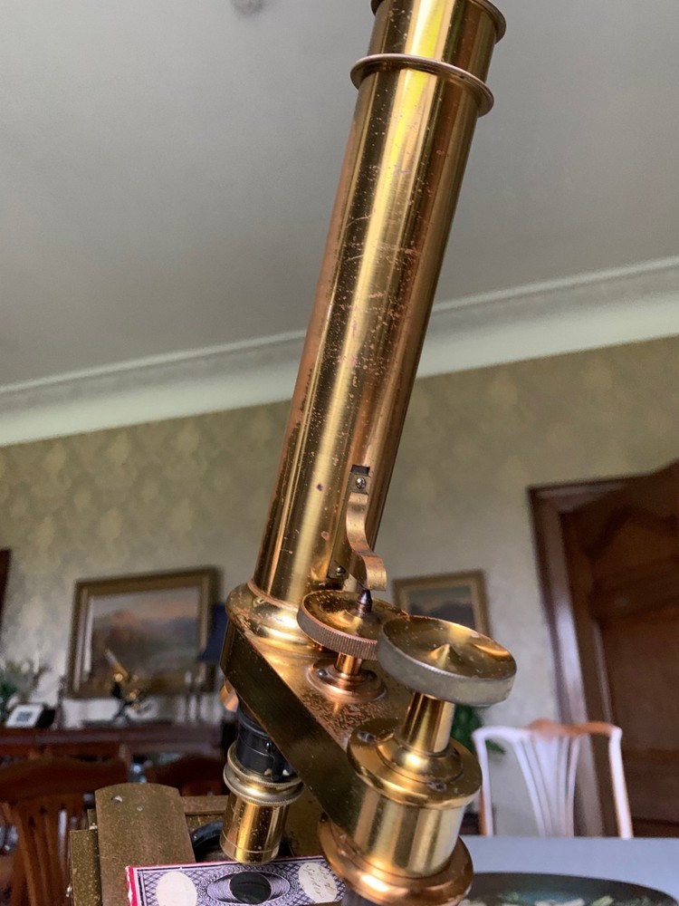 Large Antique C. Baker No. 2 - Compound Bar-limb Brass Microscope - circa 1860