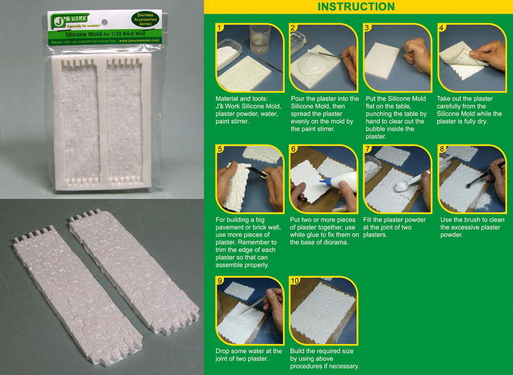 J's Work Silicone Mould for Making 1/35 Brick Wall