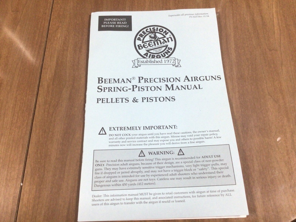 Beeman Spring- Pistons Precision Air guns Manual