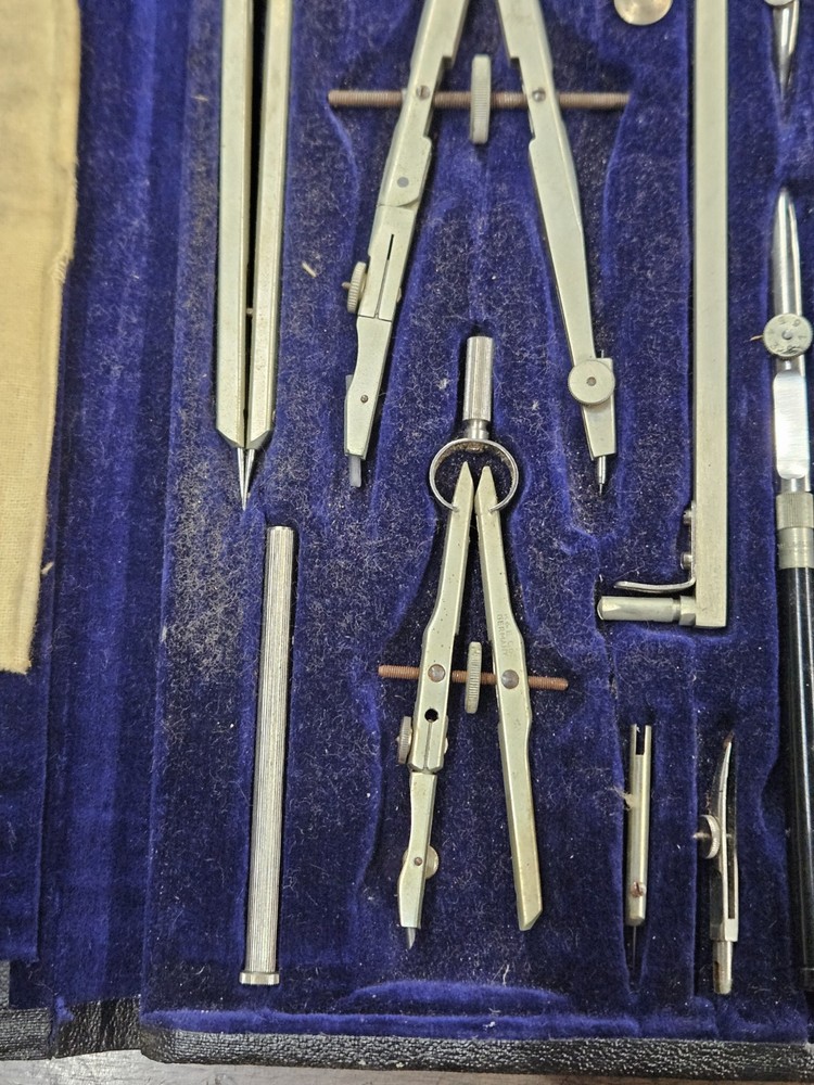 Vintage K&E Drafting Set Drawing Instruments Complete w/Original Towel and Case