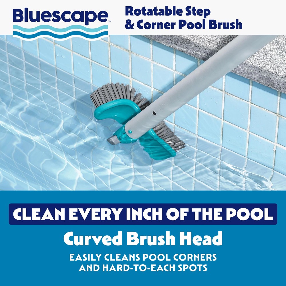 Bluescape Rotatable Step & Corner Pool Brush Head for Efficient Cleaning in Teal