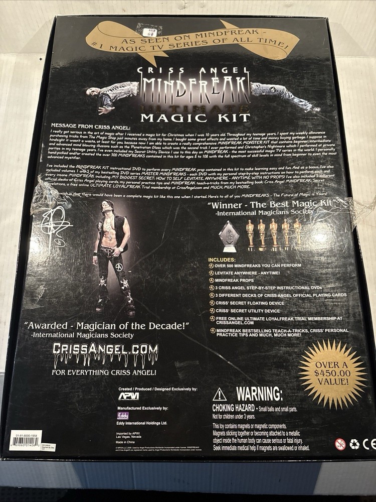 Magic Set Criss Angel Mind Freak Ultimate Magic Kit EMPTY BOX ONLY