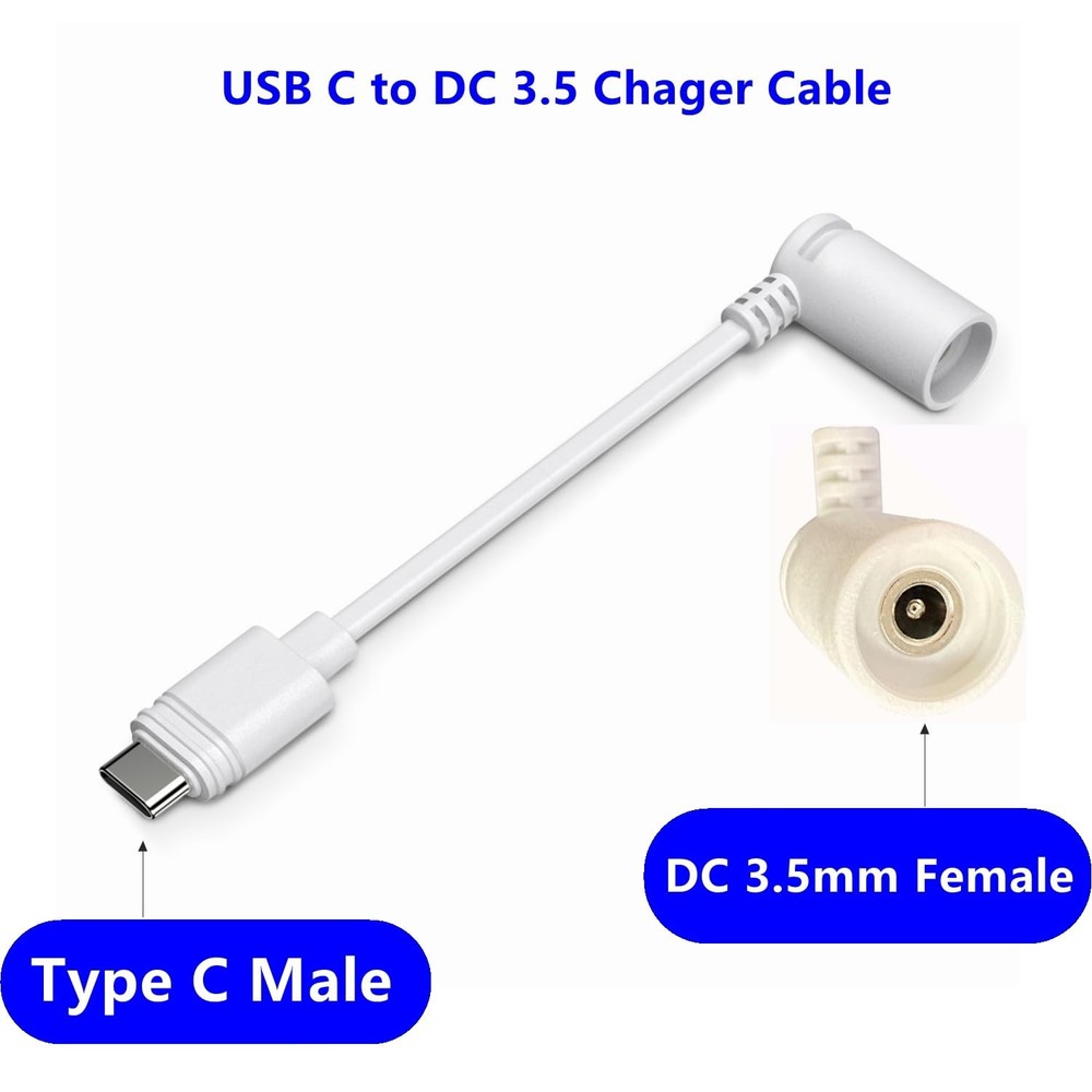 xsdtech White Ring Barrel Plug to USB-C Adapter - Compatible 10.8 cm,