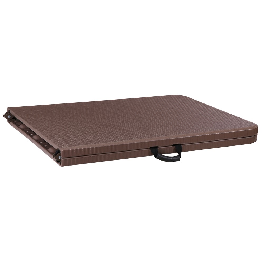 6ft Folding Table Portable Foldable Card Table Fold-in-Half Utility Table Brown