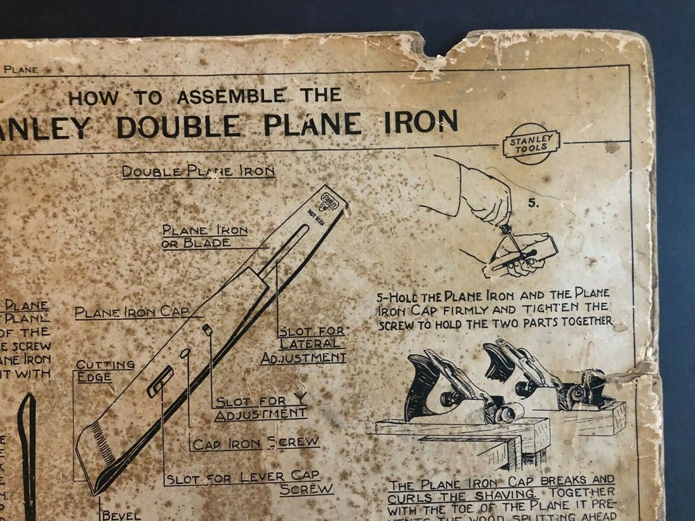 Vintage 1928 Stanley Tools Double Sided Pressboard Instructional Chart (14 / 14)