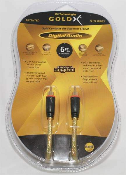 GoldX Digital Audio High Performance Digital 6 ft Cable NEW