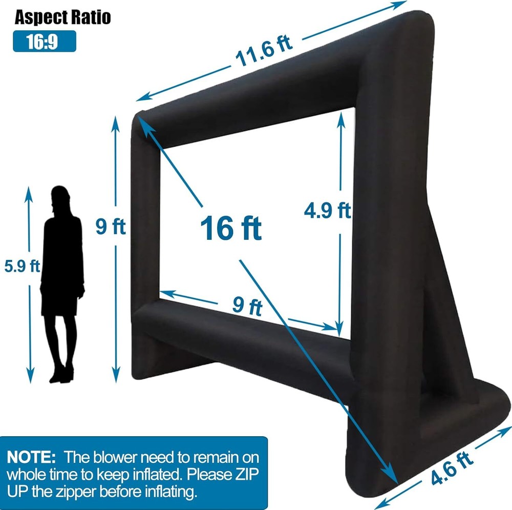 16ft Inflatable Outdoor Projector Screen with Blower Storage Bag