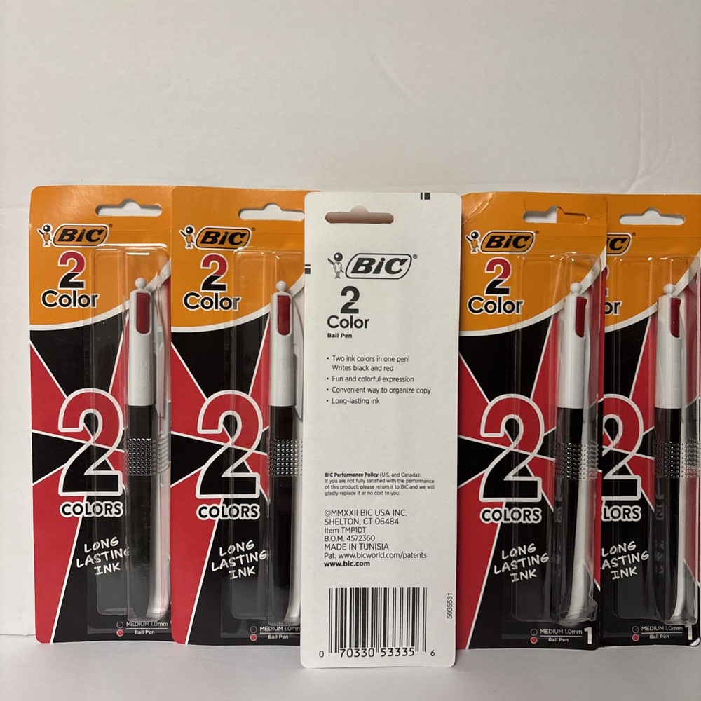 Bic 2 Color Ball Pen,Medium,Black & Red-5 Pack