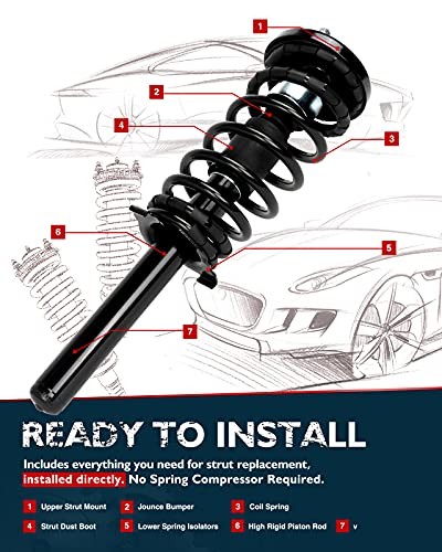 Left Right Complete Struts Shock Absorber Compatible with Civic Front Black