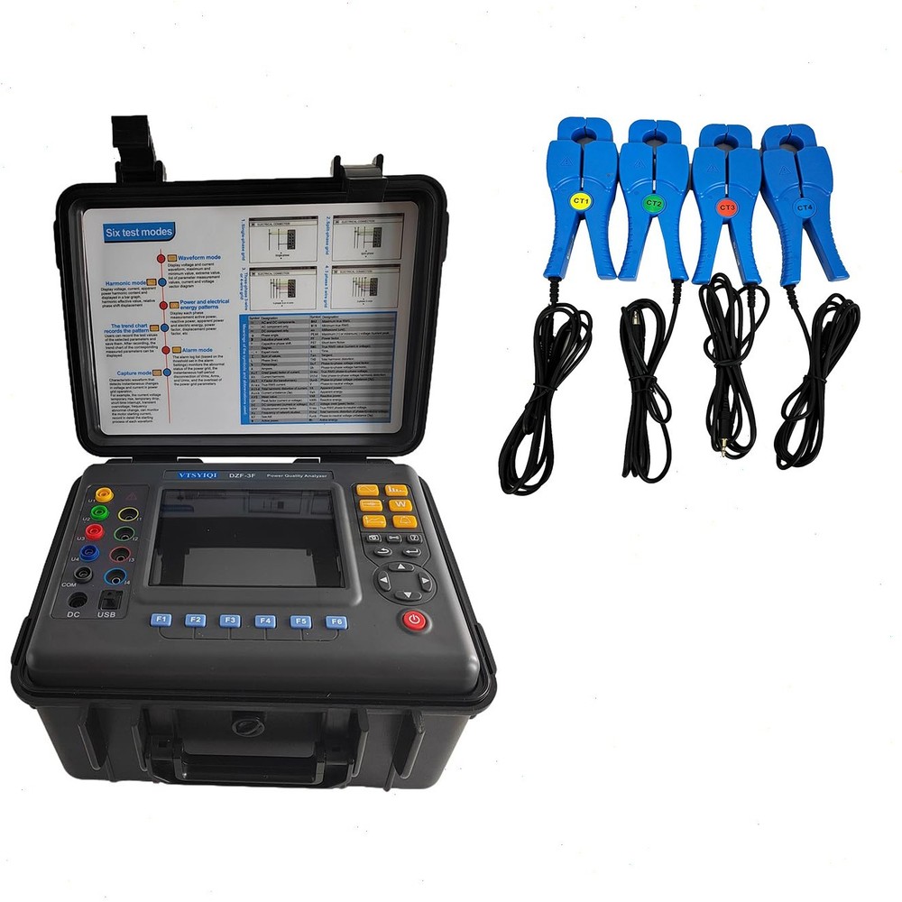 Digital Power Quality Meter with 4 PCS Circle Current Clamp 0.10A-100A