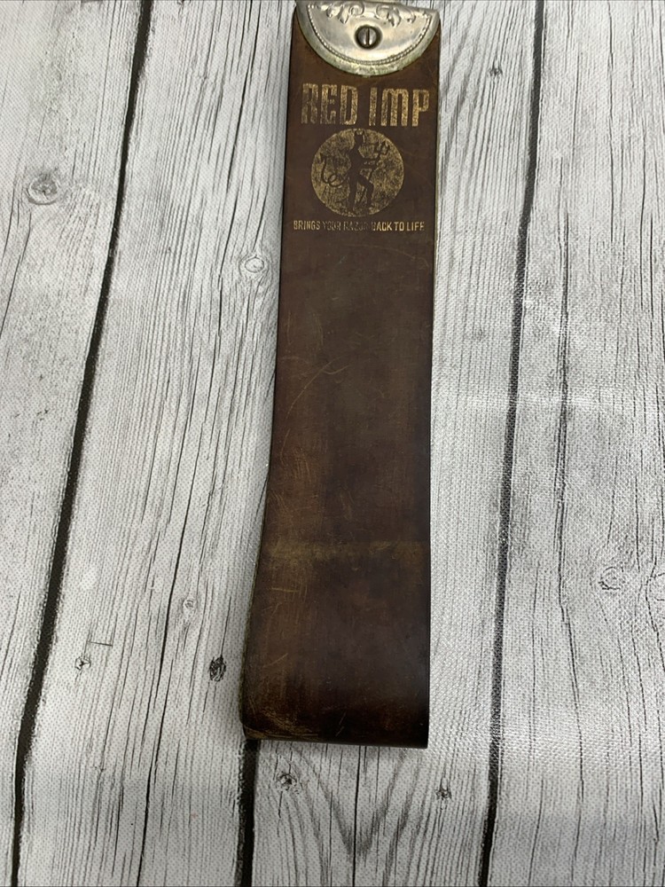 RED IMP Leather Razor Strop Strap BARBER SHARPENING Clip 2-Sections